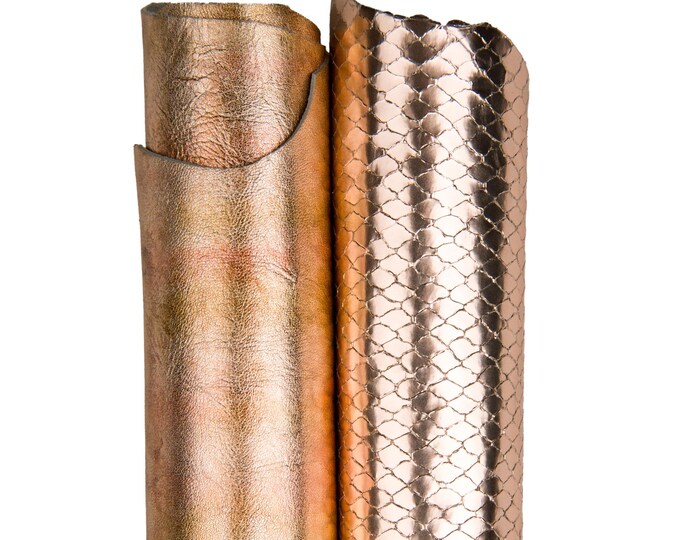 2 pink matching skins as per picture: metallic python SNAKESKIN + smooth SHADED metallic hide B18320-ST La Garzarara