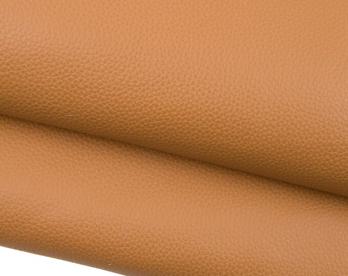 Brown PEBBLE GRAIN printed leather hide, tan grainy calfskin, havana soft embossed cowhide for crafting  1.4-1.6 mm   B18898-TU La Garzarara