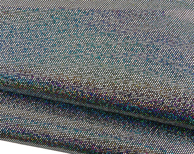 Steelmetal IRIDESCENT goatskin, HOLOGRAPHIC metallic leather skin, bright sparkle soft hide for hobbyists B18920-MT(st) La Garzarara