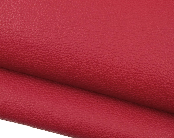 Premium red cowhide, PEBBLE GRAIN printed leather hide, sporty soft matt calfskin for crafters  1.3-1.5 mm   B18891-TU La Garzarara