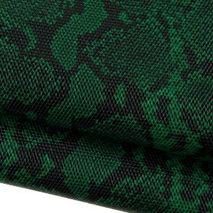 Grönt och svart REPTILE-designläder, glänsande PYTON-tryckt kalvskinn, mjukt ormskinnsläder, 1,0 - 1,2 mm B18698-ST La Garzarara