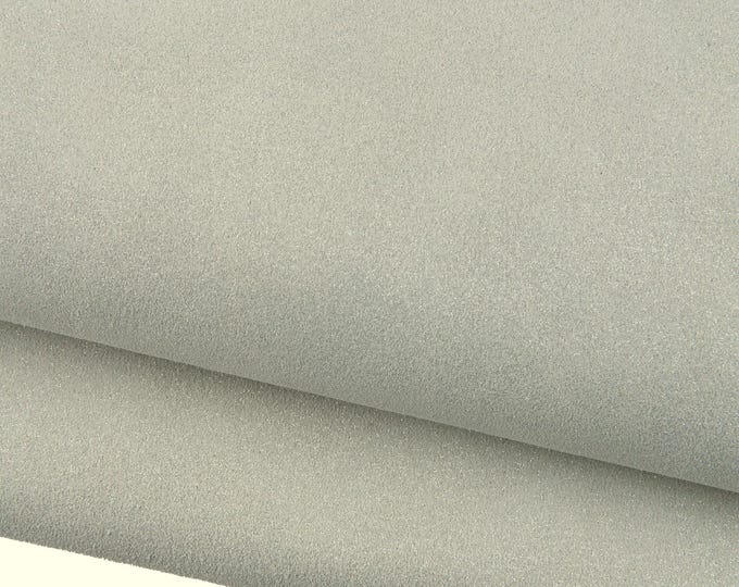 Sparkly Silver suede leather hide, metallic soft glittered cowhide, bright  material for crafters  1.2-1.4 mm   B19107-MT La Garzarara