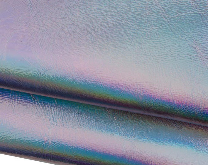 Silver IRIDESCENT METALLIC leather skin, glossy wrinkled goatskin, soft material for crafters B19024-MT(st) La Garzarara