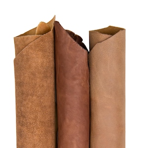 Bundle offer of 3 VEGETABLE TANNED leather skins - brown shades - assortment of Italian goatskins for diy projects B17747-VT La Garzarara