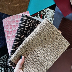 Various Leather sheets, 20 ramdom assortment of selected PRE-CUT leather pieces, mix italian leather scraps, 10x8&quot; approx  B14364-PZ
