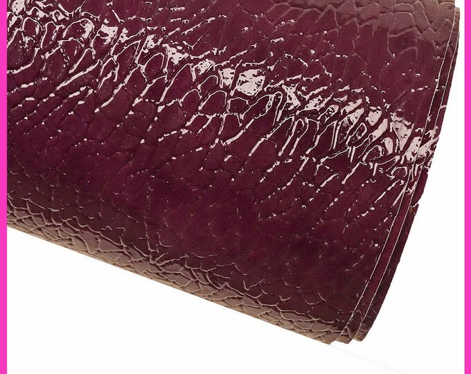 PURPLE GLOSSY calfskin, crackle embossed patent leather hide, printed stiff cowhide B15198-ST La Garzarara