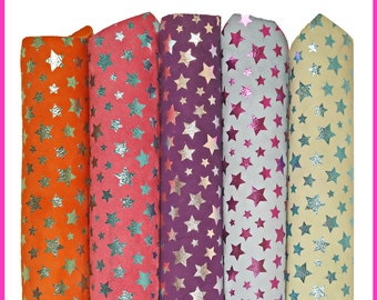 Ante estampado ESTRELLA, ante laminado con diseño de estrella, suave piel estampada metalizada B15913-MT(ST) La Garzarara