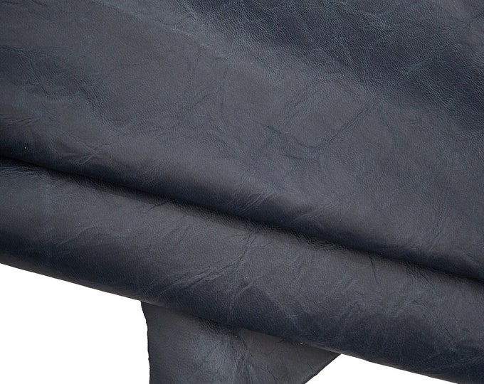 Blue thin leather skin, soft sporty goatskin, vintage wrinkled hide 0.5 - 0.6 mm B16534-VT La Garzarara