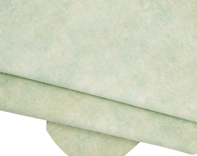 Tye dye SUEDE leather skin, pastel green shaded goatskin,cloudy  sporty soft hide 1.0 - 1.2 mm B16521-VT La Garzarara