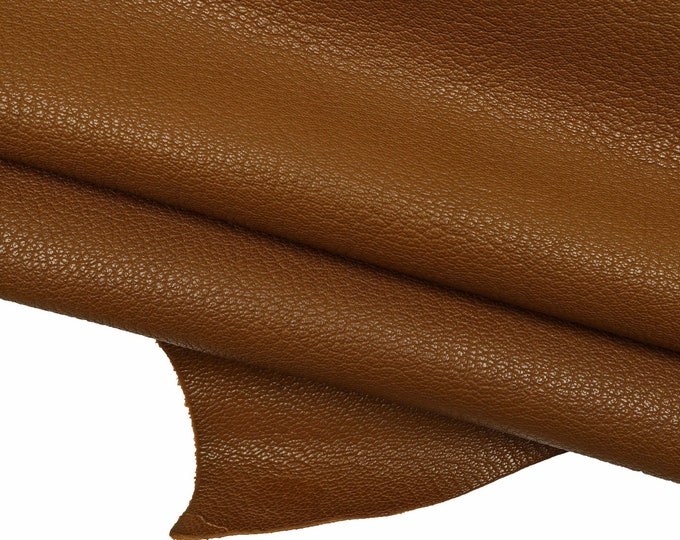 BROWN grained leather skin, tiny pebble grain printed goat, soft shiny grain textured goatskin B15766-TU La Garzarara