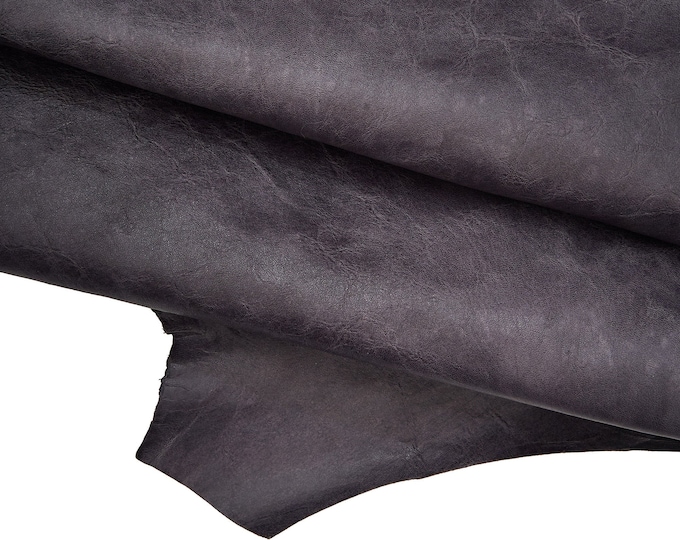 GREY vintage leather skin, wrinkled vintage goatskin, soft distressed quite glossy sporty hide 0.8 - 1.0 mm B16518-VT La Garzarara