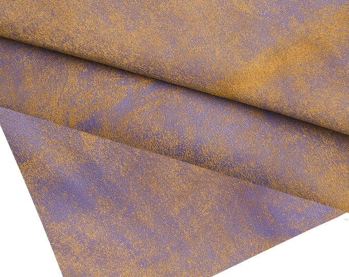 Double tone Purple yellow leather skin, super vintage soft suede goatskin, aged distressed hide B16672-VT La Garzarara