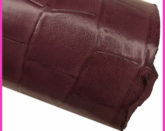 Purple CROCODILE embossed leather skin, glossy croc printed hide, stiff goatskin with print B15876-ST La Garzarara