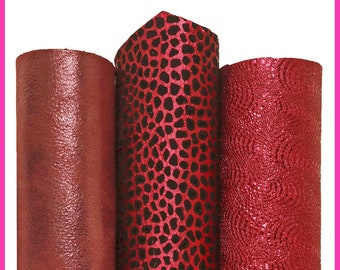 3 dark RED burgundy matching skins, assortment of metallic textured soft goatskins b16320-MT(ST) La Garzarara