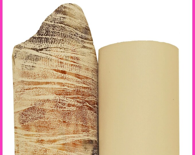 Set of 2 BEIGE brown leather hides, mix of smooth and printed skins as per picture B15937-ST La Garzarara