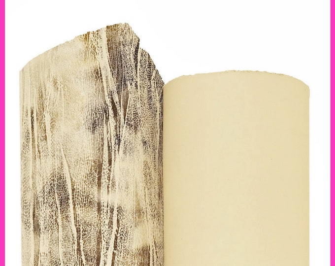 SET of 2 grey beige leather hides, assortment of matching skins, 1 smooth cowhide and 1 printed goatskin B15935-ST La Garzarara