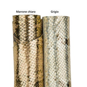 Pieles de pitón gris, marrón claro - piel de becerro suave LAMINADA estampado SERPIENTE reptil B17967-MT(st) La Garzarara