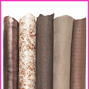 PACK di pellami bordeaux, marrone, 5 pelli abbinate laminate stampate, morbide luminose come da foto B16223-MT(ST) La Garzarara