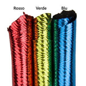 Gelamineerd glanzend geitenleer met pythonprint, rood, groen en blauw slangenprintleer, leer voor tassen, accessoires en doe-het-zelfprojecten B18025-MT(st) Garzarara