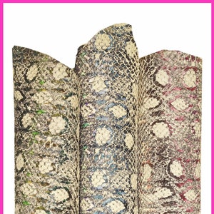 PELLE PITONATA rosa, blu, verde, capra intagliata con disegno rettile, pellame motivo pitone serpente super morbido B15961-ST La Garzarara