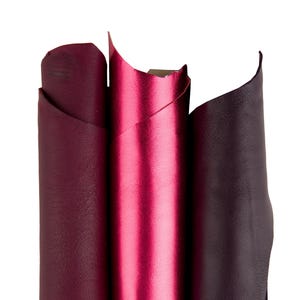 3 pelli LISCE abbinate rosso bordeaux, 2 pelli di nappa e 1 capra laminata per il fai da te B17513-TU La Garzarara