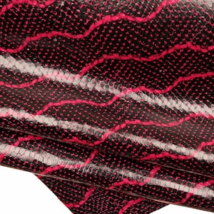 REPTILIEN-PRINT-LEDER schwarz fuchsia, glänzendes Kalbsleder mit Python-Print und Wellendesign, leicht festes Leder B15295-ST