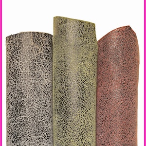 Pelle stampa CRACKLE grigio, verde, rosso, pellame scamosciato morbido, camoscio su capra disegno craquelé morbido B16124-ST La Garzarara