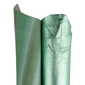 2 pelli ABBINATE tono verde, 1 capra scamosciata stampa a righe e 1 nappa laminata liscia B17498-MT(ST) La Garzarara