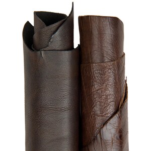 Pack of 2 brown vintage leather skins, VEGETABLE tanned sporty goatskins, soft hides for crafting as per picture B17733-VT La Garzarara