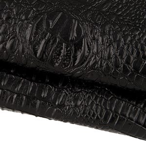 Pellame stampa ALLIGATORE nero, motivo coccodrillo su nappa morbida, pelle lucida di agnello    0.6 / 0.7 mm B17221-TB  La Garzarara