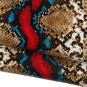 PYTHON printed leather skin, SNAKE textured glossy goatskin, reptile pattern on soft hide for crafters B19016-ST La Garzarara