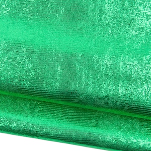 Grünes Laminatleder, Leder mit Eidechsenmuster, glänzendes Lammleder mit Reptilienmuster, metallisch weich und glänzend B18857-ST La Garzarara