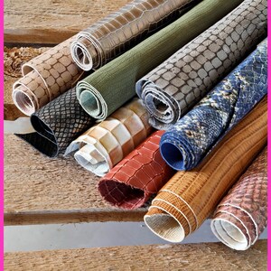 Python-, kokosnoot- en hagedissenprint leerresten, reptielenhuiden in diverse kleuren voor creatieve knutselprojecten 1 kg B098 B La Garzarara