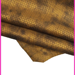 Pelle serpente BRONZO e nero, pelle stampata pitone rettile con disegno astratto, vitello morbido satinato B15486-ST La Garzarara
