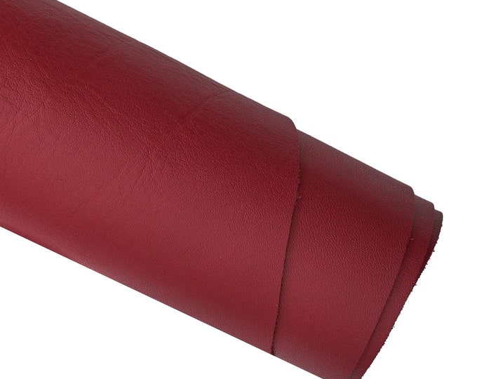 Dark RED soft leather hide, glossy nappa calfskin, solid color smooth cowhide B16764-TU La Garzarara