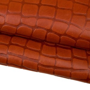 Brown CROCODILE EMBOSSED leather hide, full grain animal printed cowhide, semi glossy soft calfskin B17867-ST La Garzarara