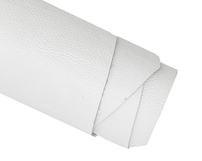 White SPORTY leather hide, solid color cowhide with natural grain, semi glossy milled calfskin, 1.7 - 1.8 mm B16799-TU La Garzarara