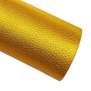 Pellame giallo oro con GRANA, vitello laminato stampato, pelle metallizzata morbida, 1.8 - 2.0 mm B16739-MT La Garzarara