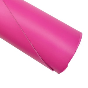 Fuchsia SMOOTH leather hide, solid color deep pik cowhide, fuxia semi glossy calfskin, medium softness 1.3 - 1.5 mm B16754-TU La Garzarara