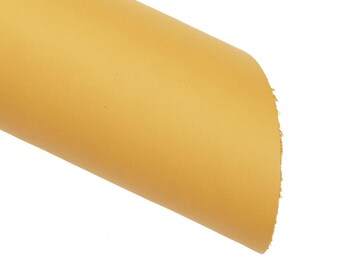 Golden Yellow Semi-Gloss Leather Hide – Soft Full Grain Cowhide, Smooth sunny Calfskin, 1.0-1.2 mm B16467-TU La Garzarara