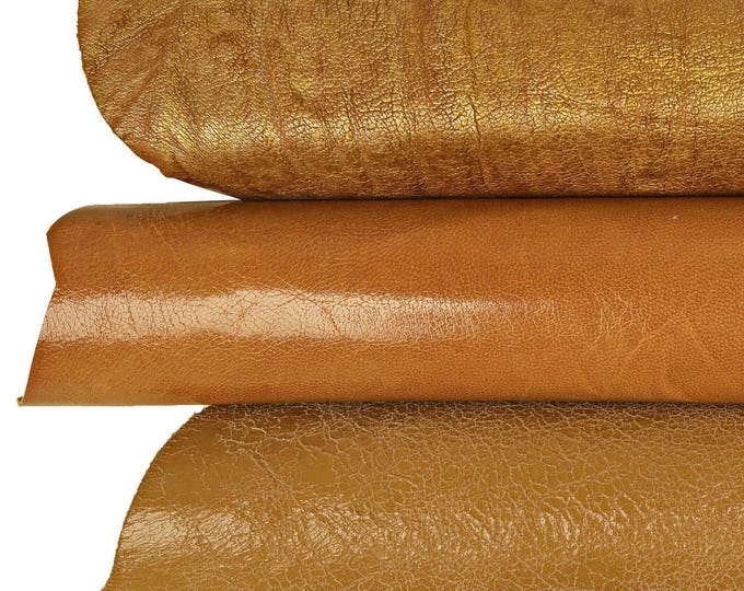 Gold metallic leather hide, shiny laminated textured skin, luxury leather hide for bags accessories as per picture B16375-MT(ST) LaGarzarara