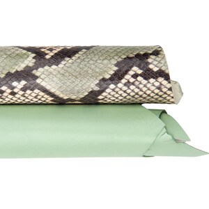 Pastellfarbenes Mint- und GRÜNES Leder, glattes Nappaleder + Ziegenleder mit Python-Schlangenprint B18297-ST La Garzarara