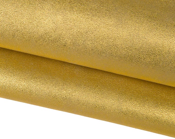 GOLD suede leather skin, metallic slightly velvety goatskin, soft glitter skin, ideal for diy projects B16969-MT La Garzarara