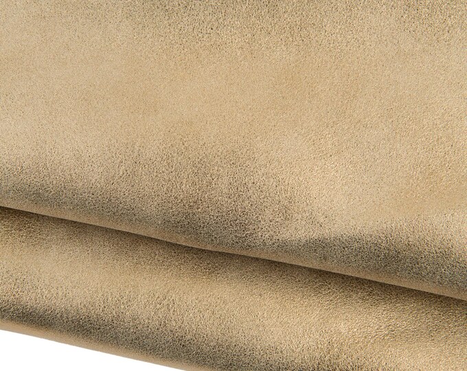 GOLD leather skin, metallic soft SUEDE goatskin, soft bright skin, 0.7 - 0.9 mm, ideal for hobbyists B18818-MT   La Garzarara
