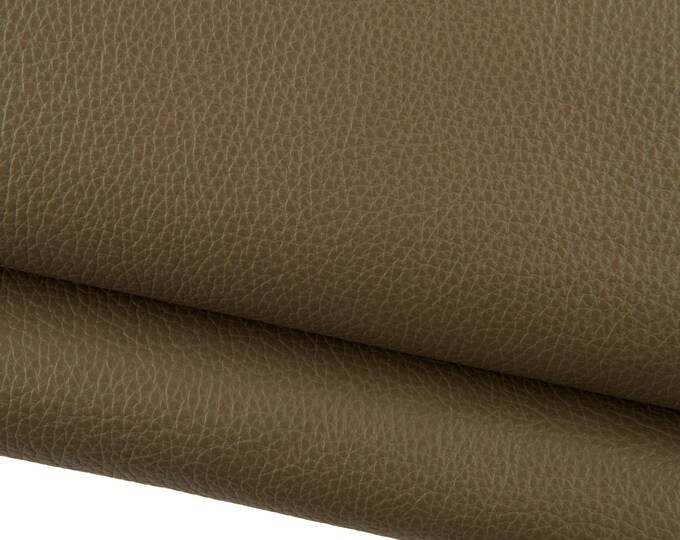 Grey pebble GRAIN PRINTED leather hide, taupe soft semi glossy cowhide, sporty calfskin 1.2 - 1.4 mm for crafting B19219-TU La Garzarara