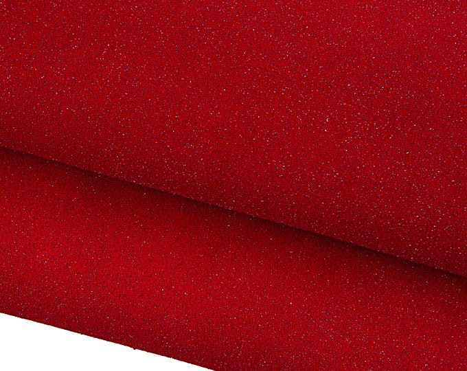 Red Glitter Leather Hide, Fine Micro Glitter Leather, Sparkle Leather for Bags, Shoes & Crafts, 1.3 - 1.5 mm B19013-MT La Garzarara