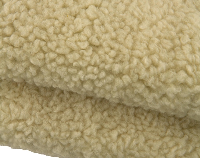 Cream hair on sheepskin lamb skin - shearling fur hairy sheep - Italian soft sheepskin leather - long curly hair B19364-MNT LaGarzarara