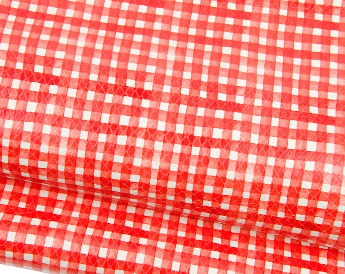 White red CHECKED printed cowhide, GEOMETRICAL texture on glossy soft calfskin leather B18829-ST La Garzarara