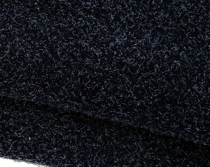 BLUE metallic leather skin, GLITTERED fabric matched to goatskin, bright sparkle soft hide for crafting B19113-MT La Garzarara
