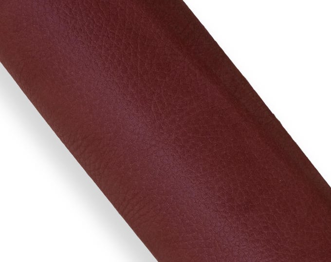 Burgundy red PEBBLE GRAIN printed cowhide, glossy leather hide, embossed pearlized calfskin for crafters B18773-TU La Garzarara